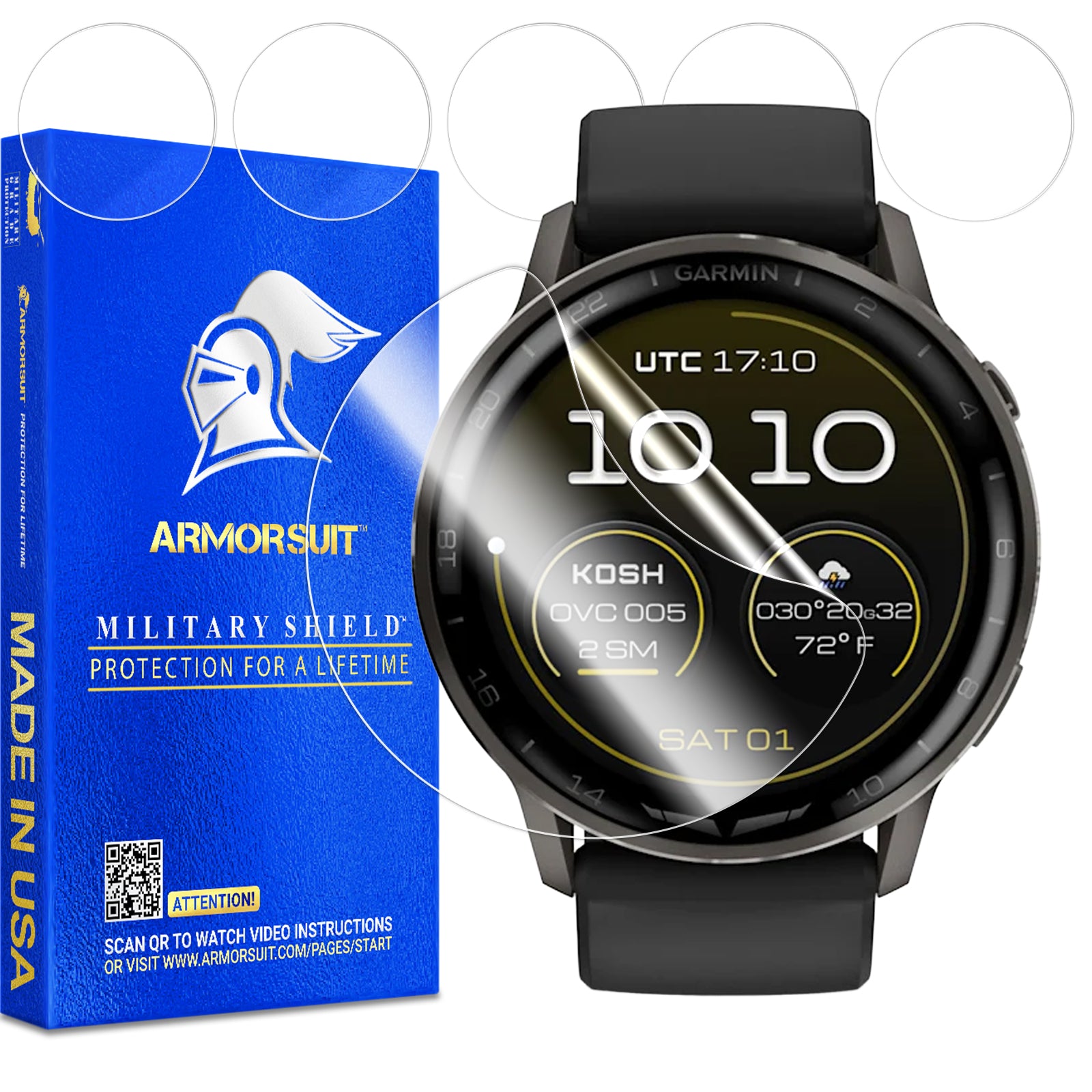 (6 Pack) ArmorSuit Screen Protector designed for Garmin D2 Air X15 (45mm)