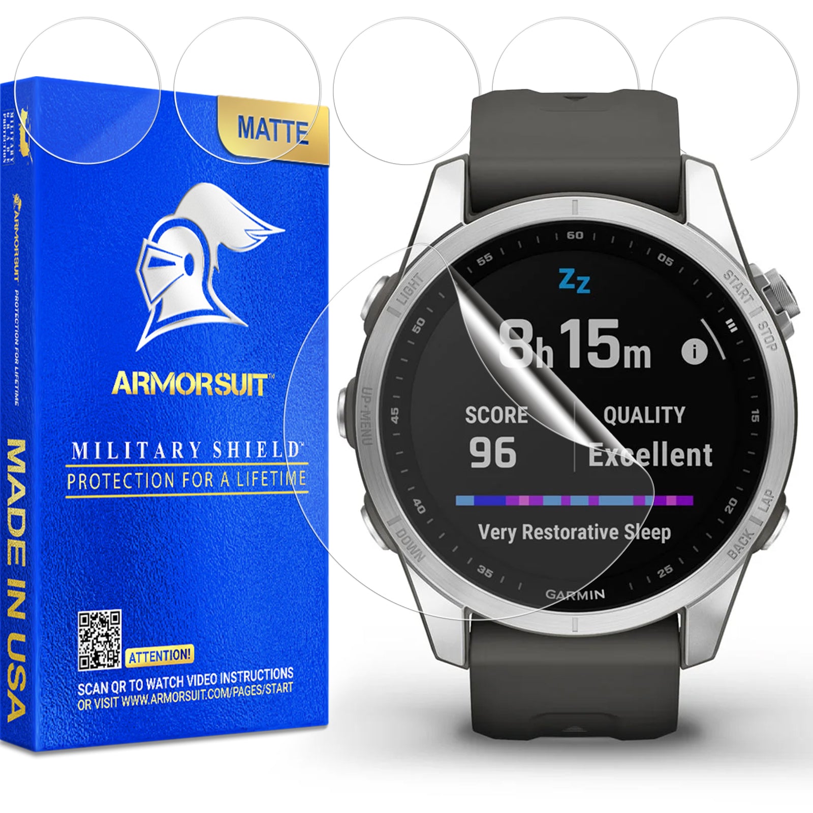 (6 Pack) ArmorSuit Screen Protector designed for Garmin Fenix 7S (Pro/Solar/Sapphire) 42mm