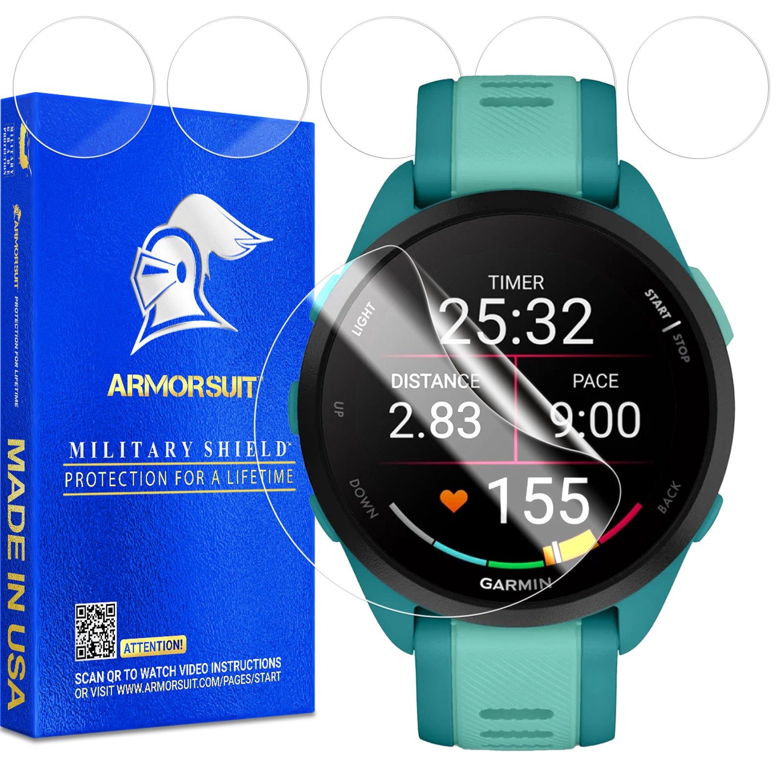 (6 Pack) ArmorSuit Screen Protector designed for Garmin Forerunner 165 (43mm)