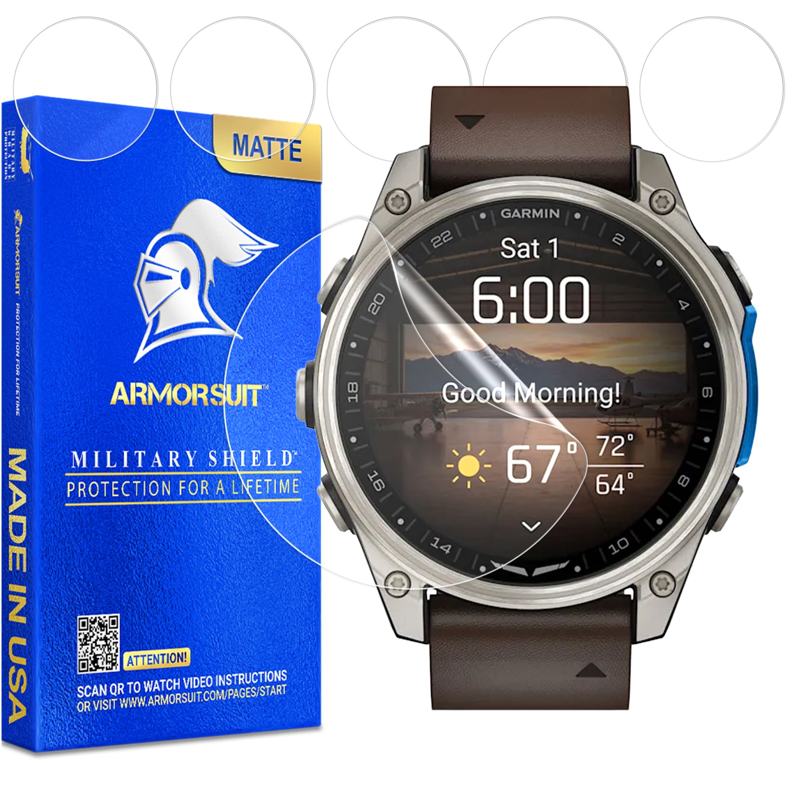 (6 Pack) ArmorSuit Screen Protector designed for Garmin D2 Mach 2 (47mm)