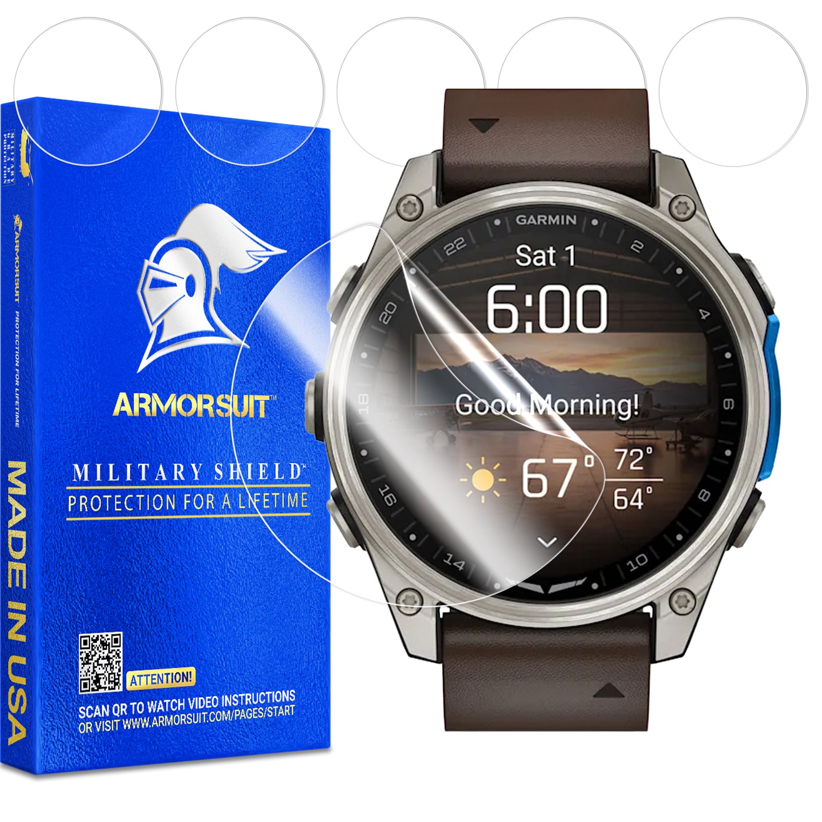 (6 Pack) ArmorSuit Screen Protector designed for Garmin D2 Mach 2 (47mm)