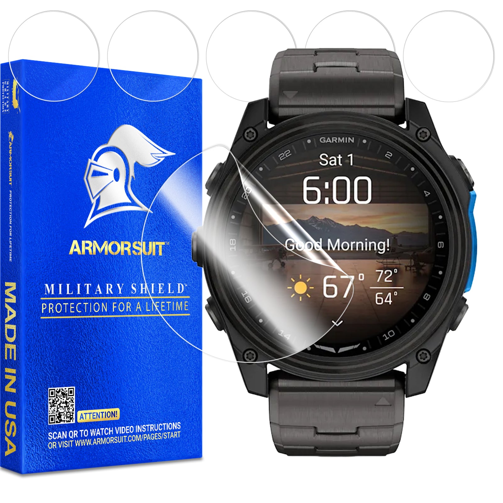 (6 Pack) ArmorSuit Screen Protector designed for Garmin D2 Mach 2 (51mm)