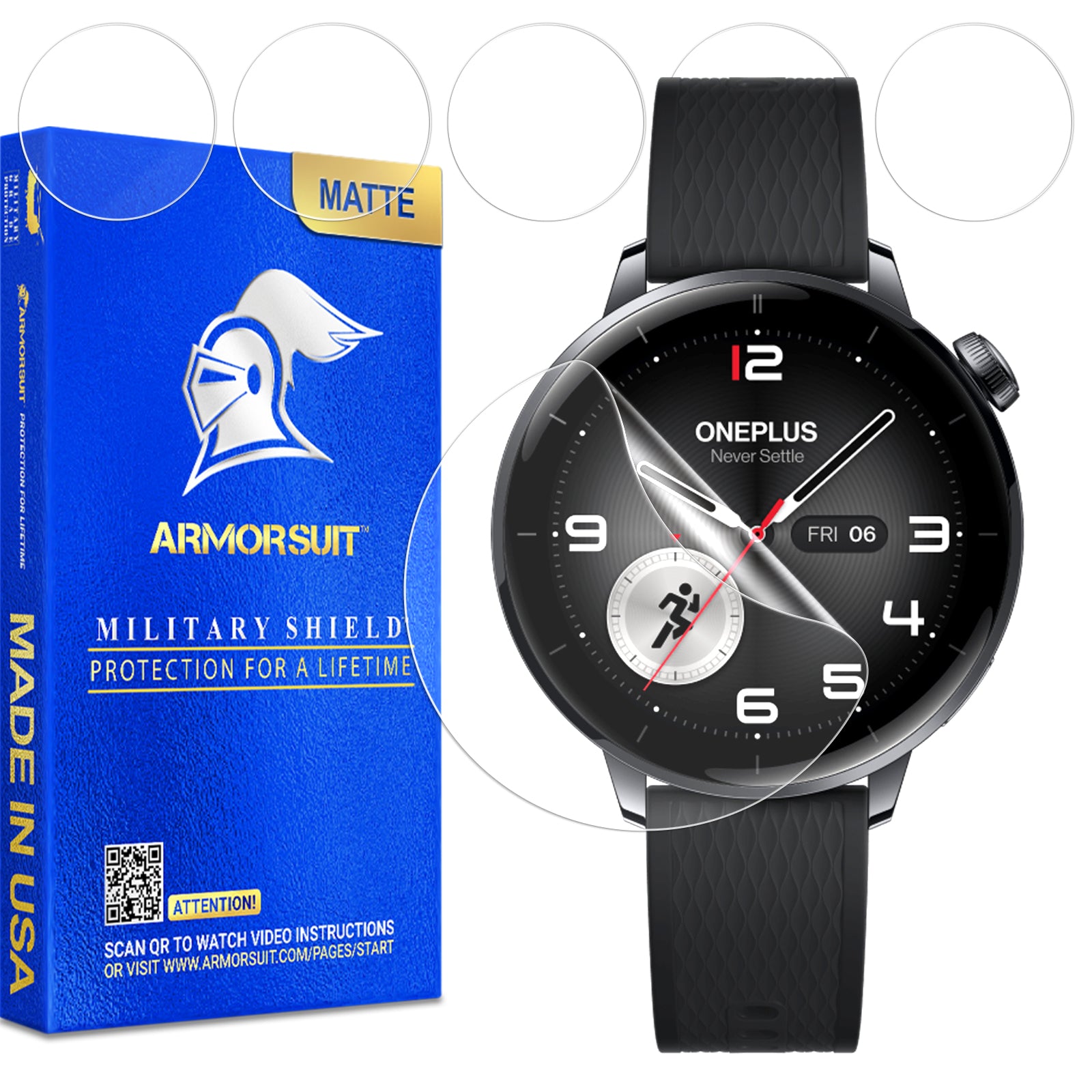 ArmorSuit 6 Pack for OnePlus Watch 3 (43mm) Screen Protector MilitaryShield Film - Made in USA