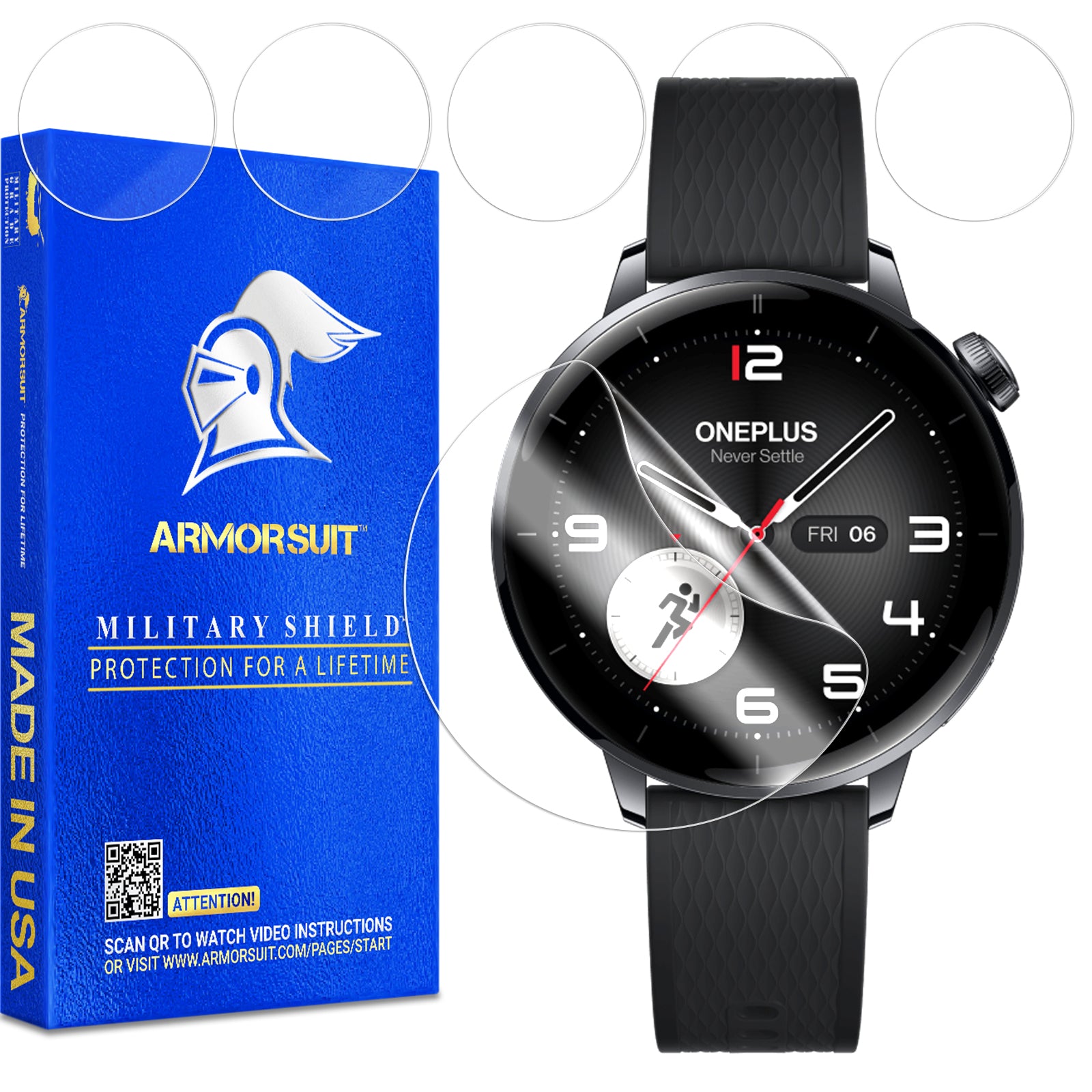 ArmorSuit 6 Pack for OnePlus Watch 3 (43mm) Screen Protector MilitaryShield Film - Made in USA