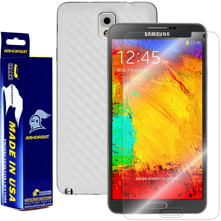 Samsung Galaxy Note 3 Screen Protector + Carbon Fiber Skin Protector