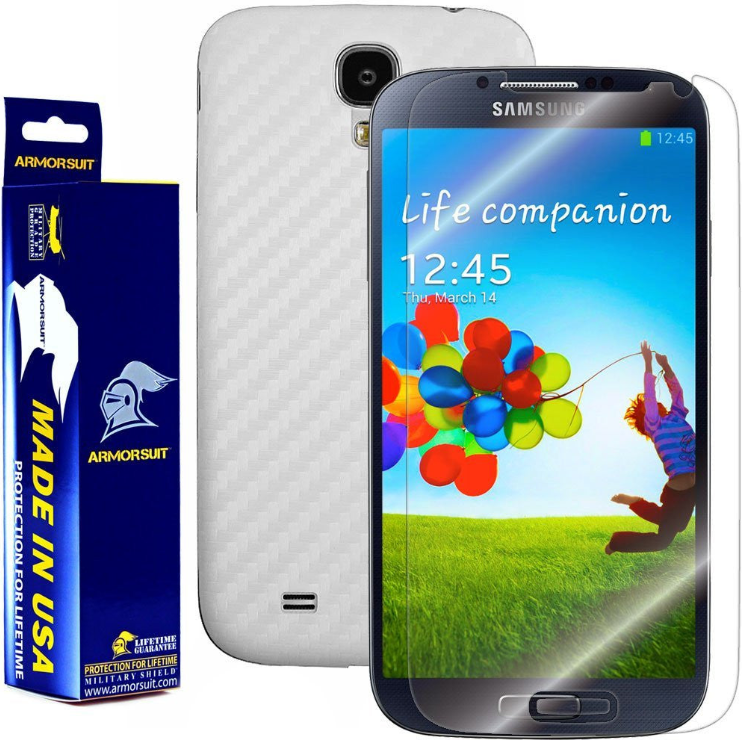 Samsung Galaxy S4 Screen Protector + Carbon Fiber Film Protector