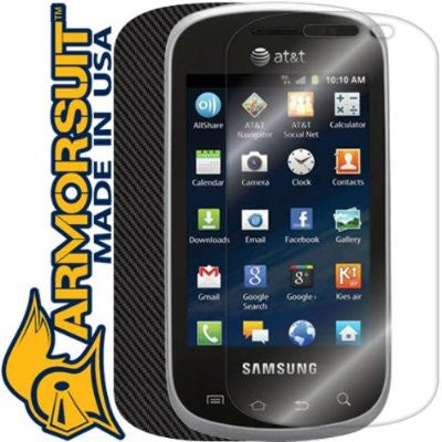 Samsung Galaxy Appeal Screen Protector + Black Carbon Fiber Skin Protector
