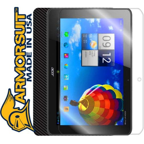 Acer Iconia A510 Screen Protector + Black Carbon Fiber Skin Protector