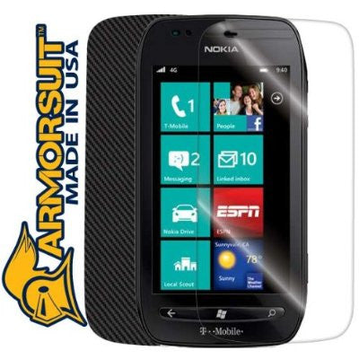Nokia Lumia 710 Screen Protector & Black Carbon Fiber Skin Protector