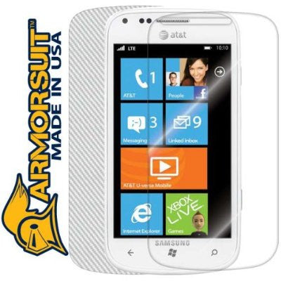 Samsung Focus 2 Screen Protector + White Carbon Fiber Skin Protector