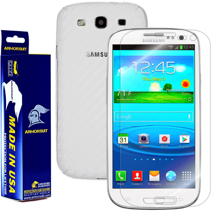 Samsung Galaxy S3 Screen Protector + Carbon Fiber Film Protector