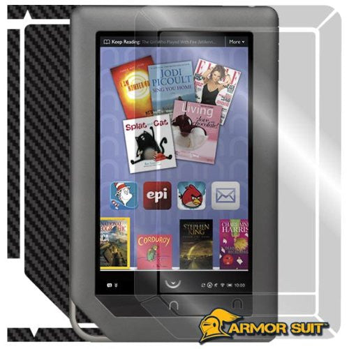 BARNES & NOBLE NOOK COLOR Screen Protector + Black Carbon Fiber Skin Protector