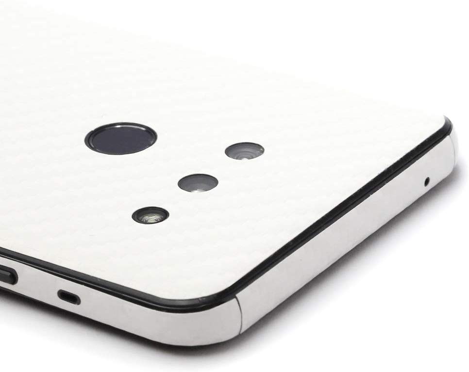 LG G8 ThinQScreen Protector + White Carbon Fiber Skin
