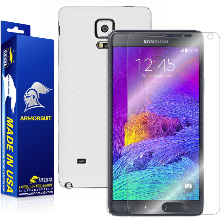 Samsung Galaxy Note 4 Screen Protector + Carbon Fiber Skin