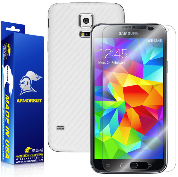 Samsung Galaxy S5 Screen Protector + Carbon Fiber Film Protector