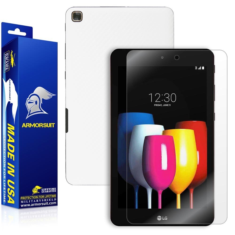 LG G Pad X2 8.0 Plus Screen Protector + White Carbon Fiber Skin
