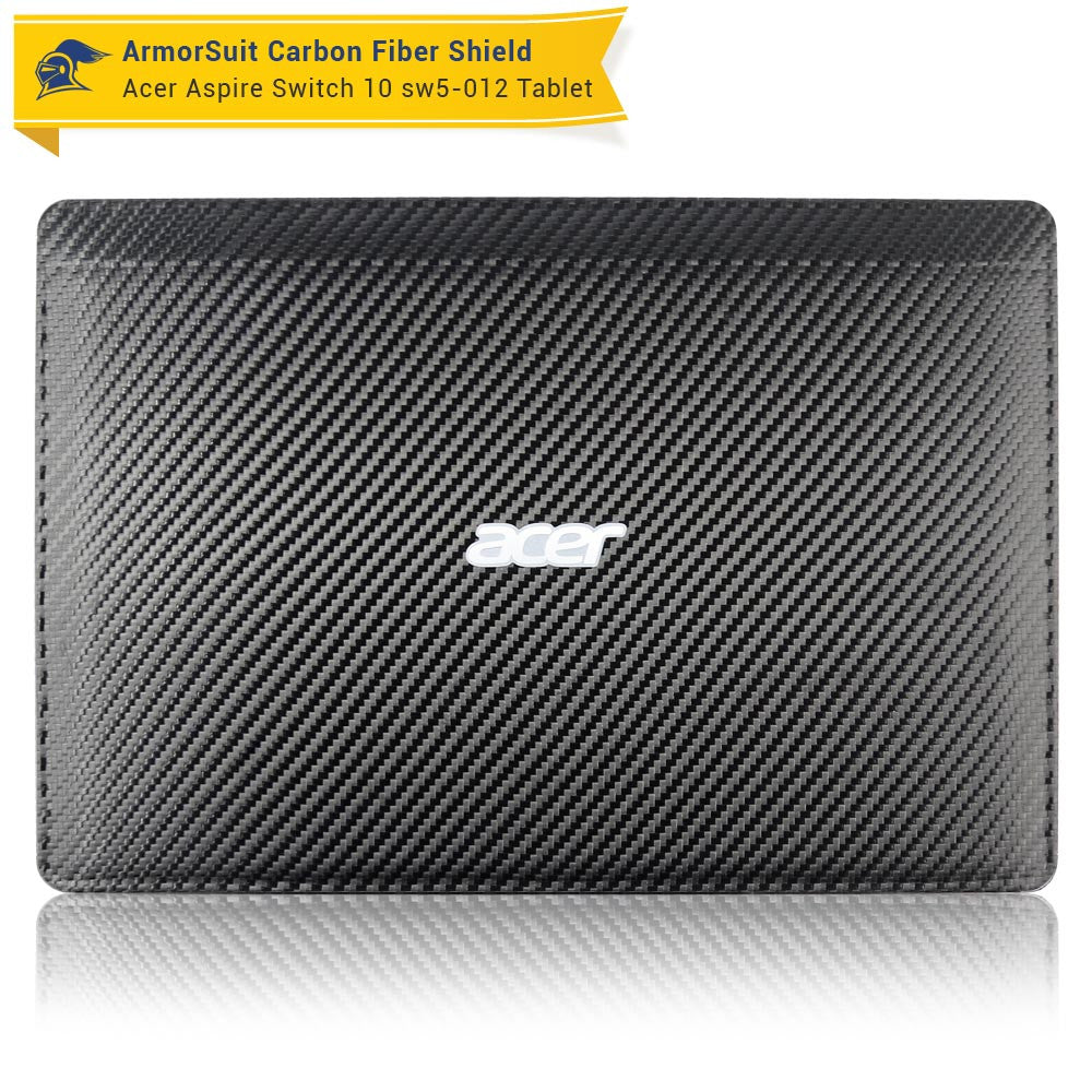 Acer Aspire Switch 10 (SW5-012) Screen Protector + Black Carbon Fiber Full Body Skin Protector (Tablet & Keyboard)