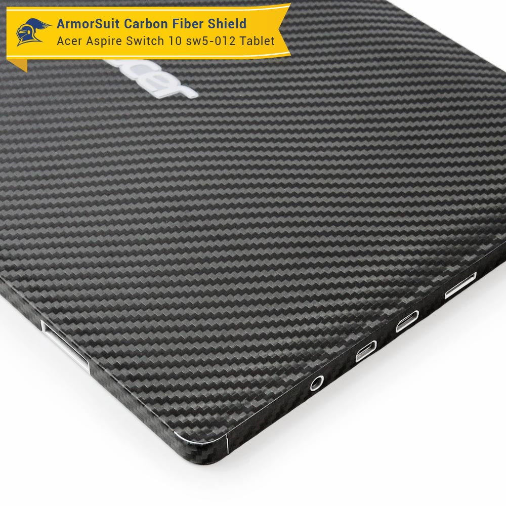 Acer Aspire Switch 10 (SW5-012) Screen Protector + Black Carbon Fiber Full Body Skin Protector (Tablet & Keyboard)