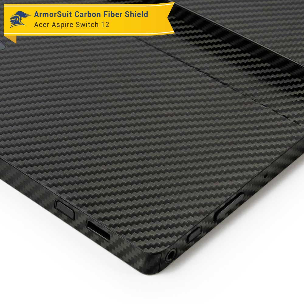 Acer Aspire Switch 12 Screen Protector + Black Carbon Fiber Skin