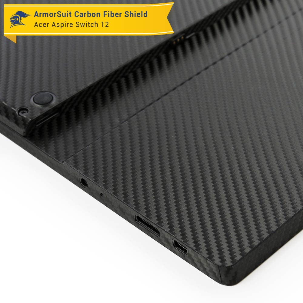 Acer Aspire Switch 12 Screen Protector + Black Carbon Fiber Skin
