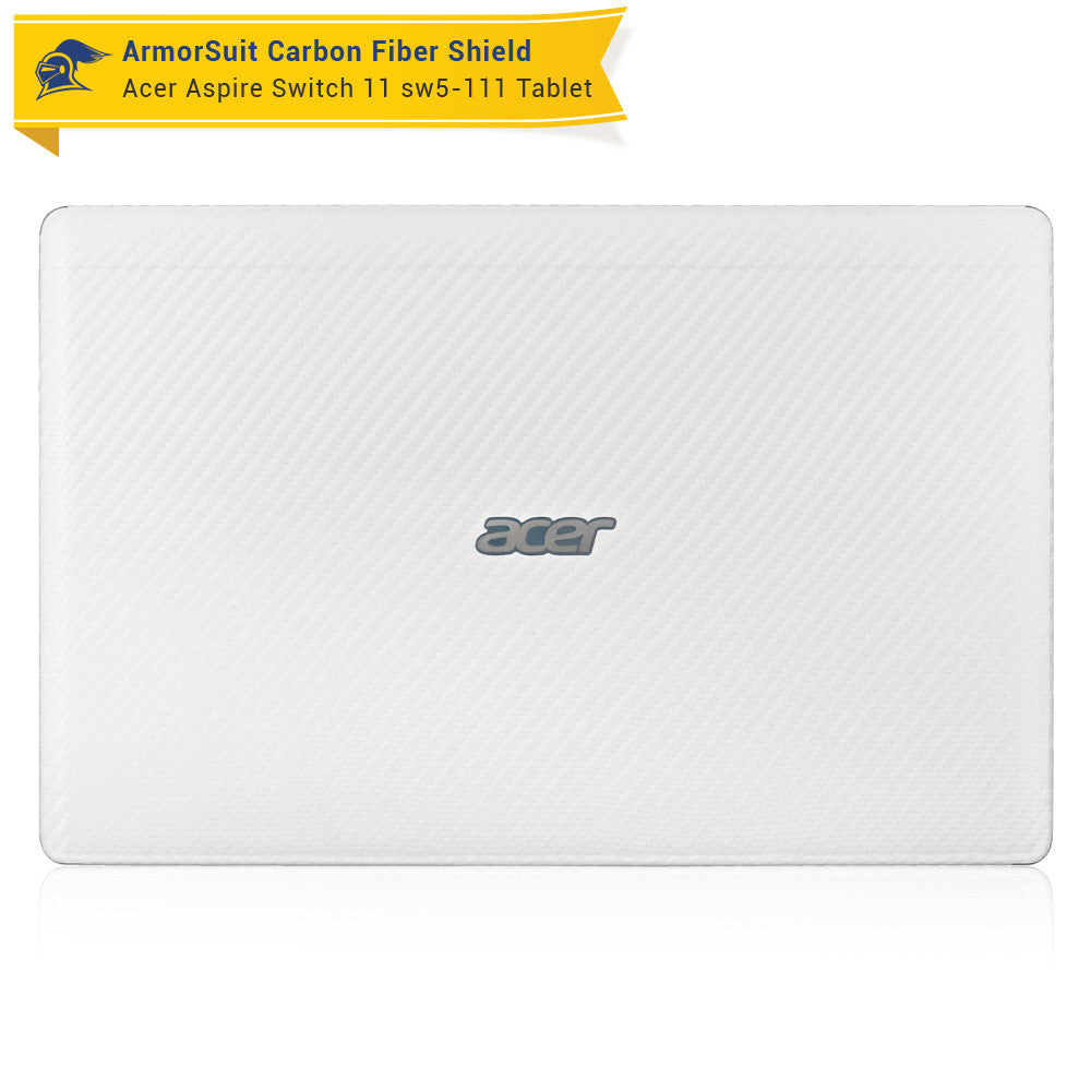 Acer Aspire Switch 11 (SW5-111) Screen Protector + White Carbon Skin