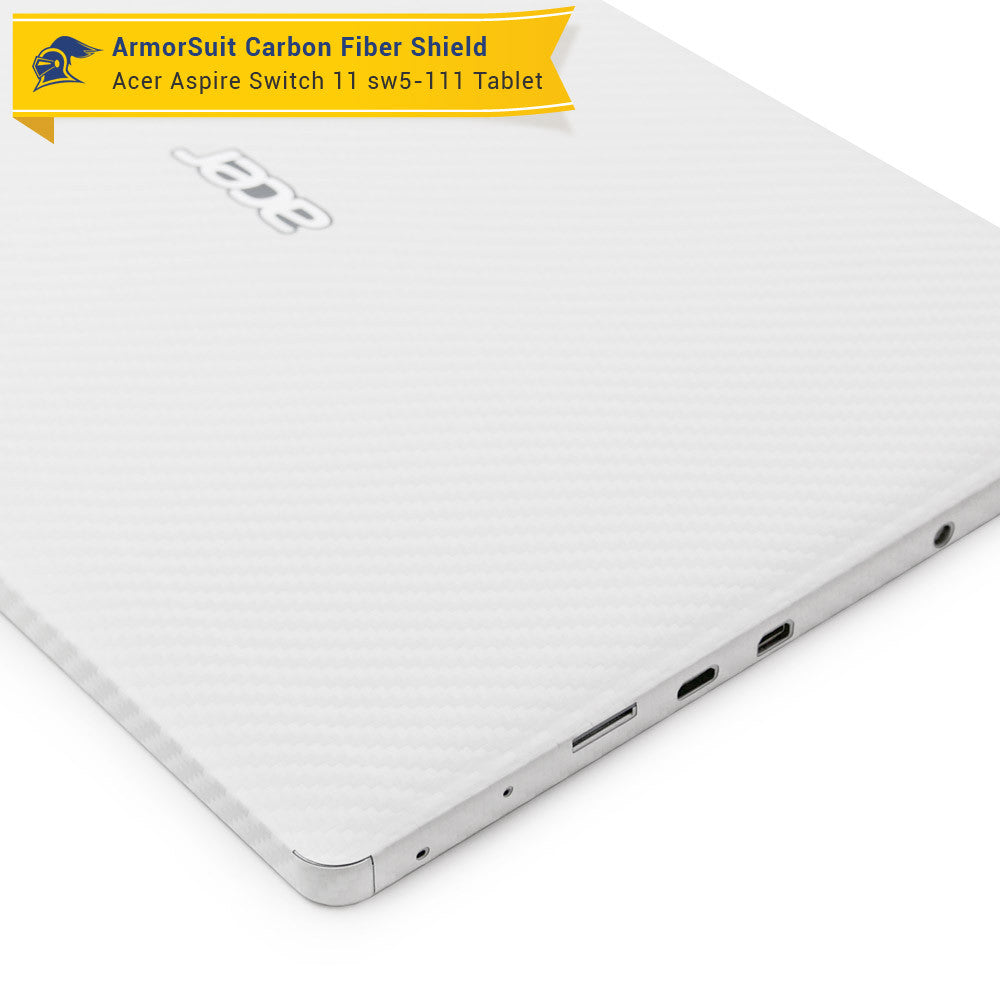 Acer Aspire Switch 11 (SW5-111) Screen Protector + White Carbon Skin
