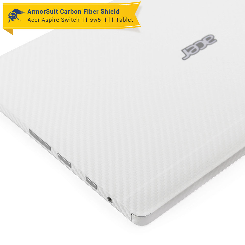 Acer Aspire Switch 11 (SW5-111) Screen Protector + White Carbon Skin