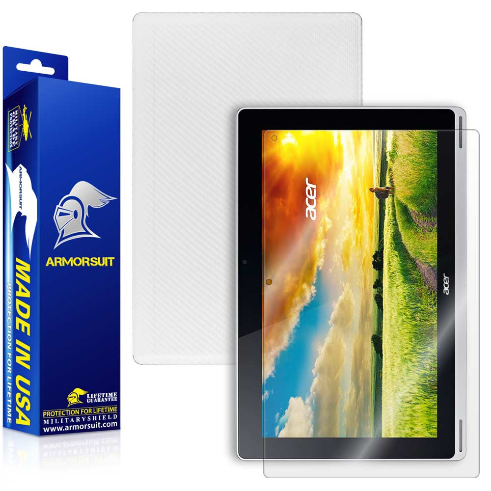 Acer Aspire Switch 11 (SW5-111) Screen Protector + White Carbon Skin