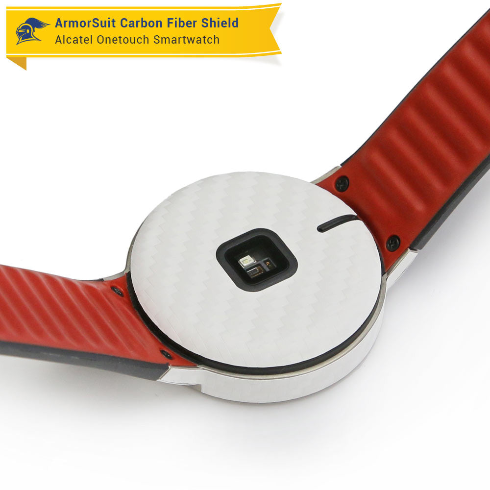 Alcatel Onetouch Smartwatch Screen Protector + White Carbon Fiber Skin