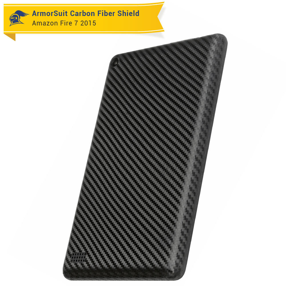 Amazon Fire 7" Screen Protector (2015) + Black Carbon Fiber Full Body Skin Protector