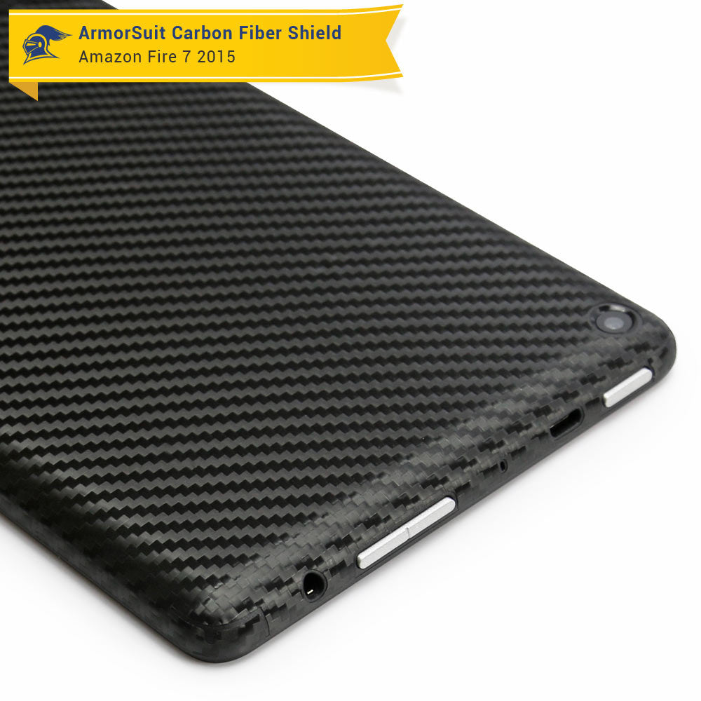 Amazon Fire 7" Screen Protector (2015) + Black Carbon Fiber Full Body Skin Protector