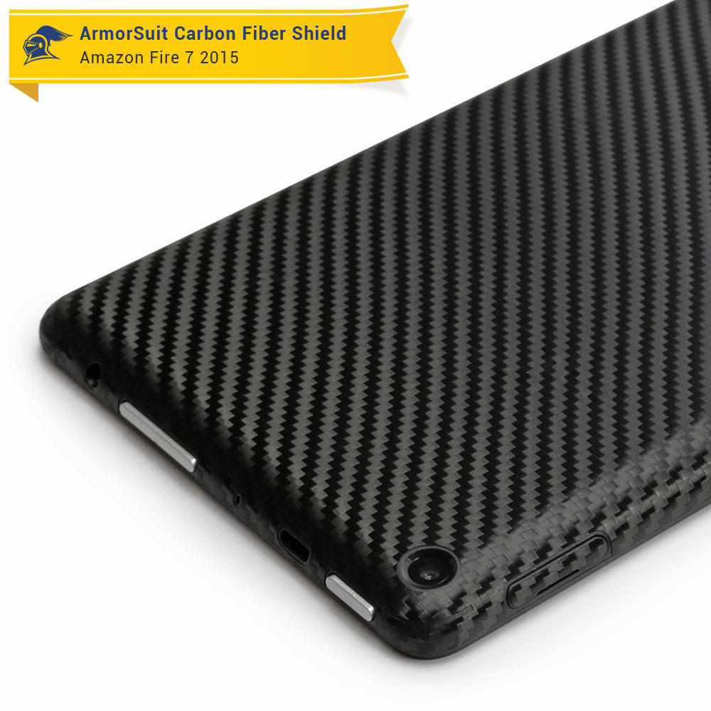 Amazon Fire 7" Screen Protector (2015) + Black Carbon Fiber Full Body Skin Protector