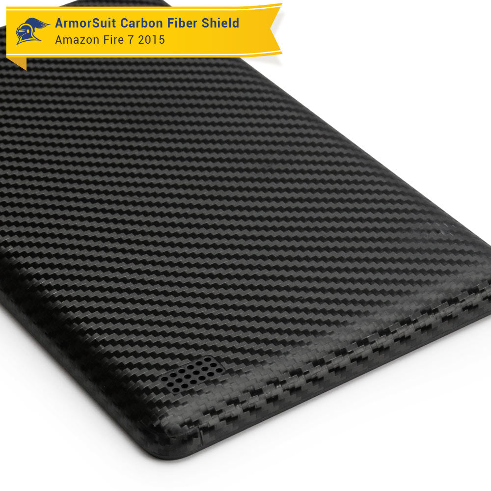 Amazon Fire 7" Screen Protector (2015) + Black Carbon Fiber Full Body Skin Protector