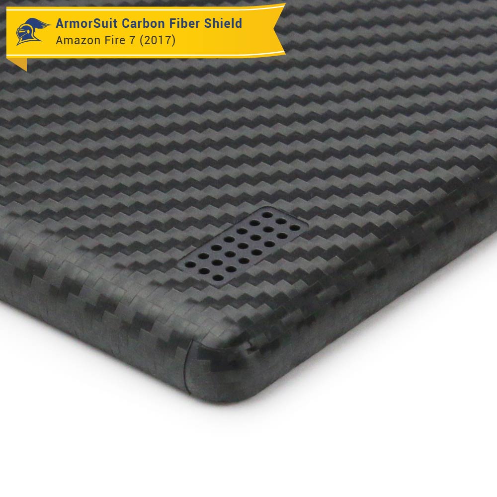 Amazon Fire 7" Screen Protector (2017 Release) + Black Carbon Fiber Full Body Skin Protector
