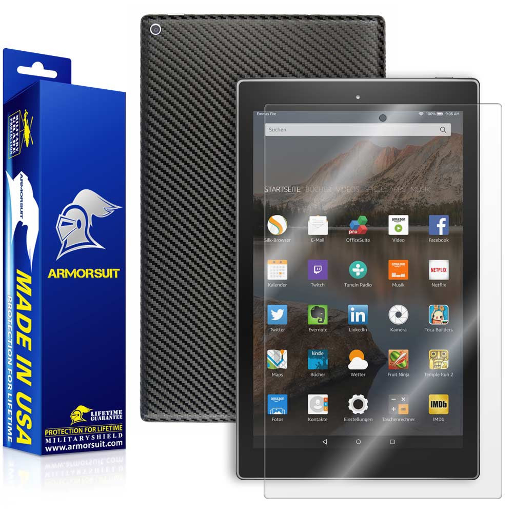 Amazon Fire HD 10 Screen Protector (10.1" - 2015 Edition) + Black Carbon Fiber