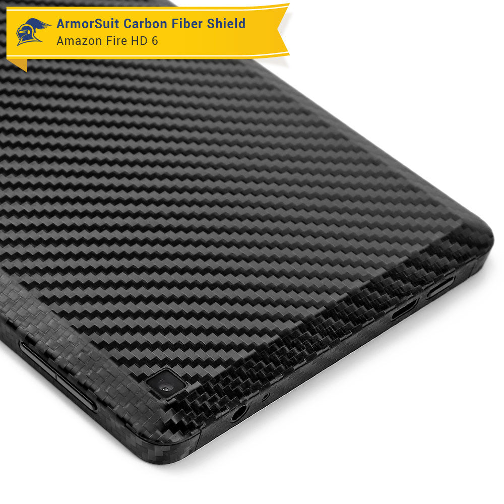 Amazon Fire HD 6 (2014) Screen Protector + Black Carbon Fiber Skin