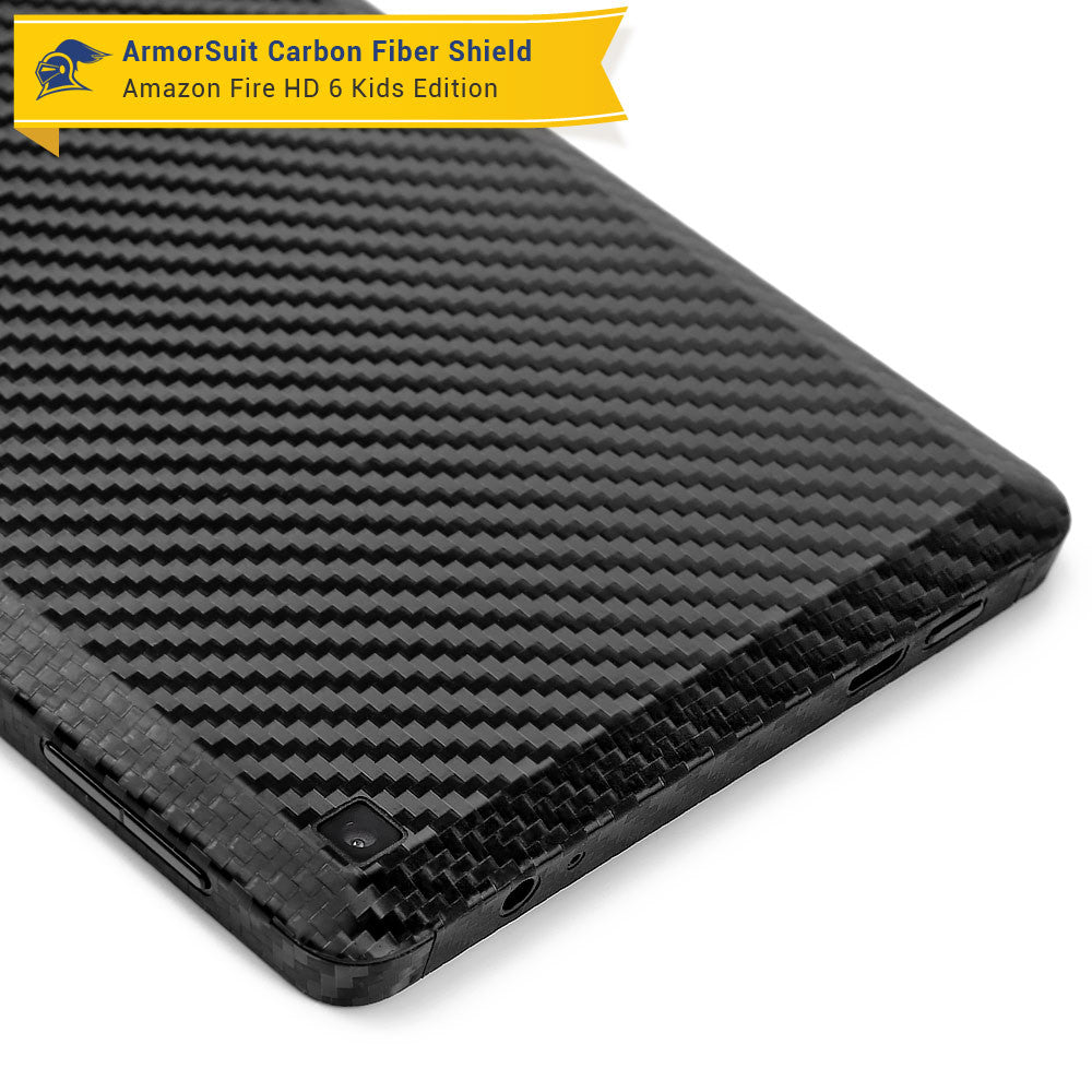 Amazon Fire HD 6 Kids Edition Screen Protector + Black Carbon Fiber Skin