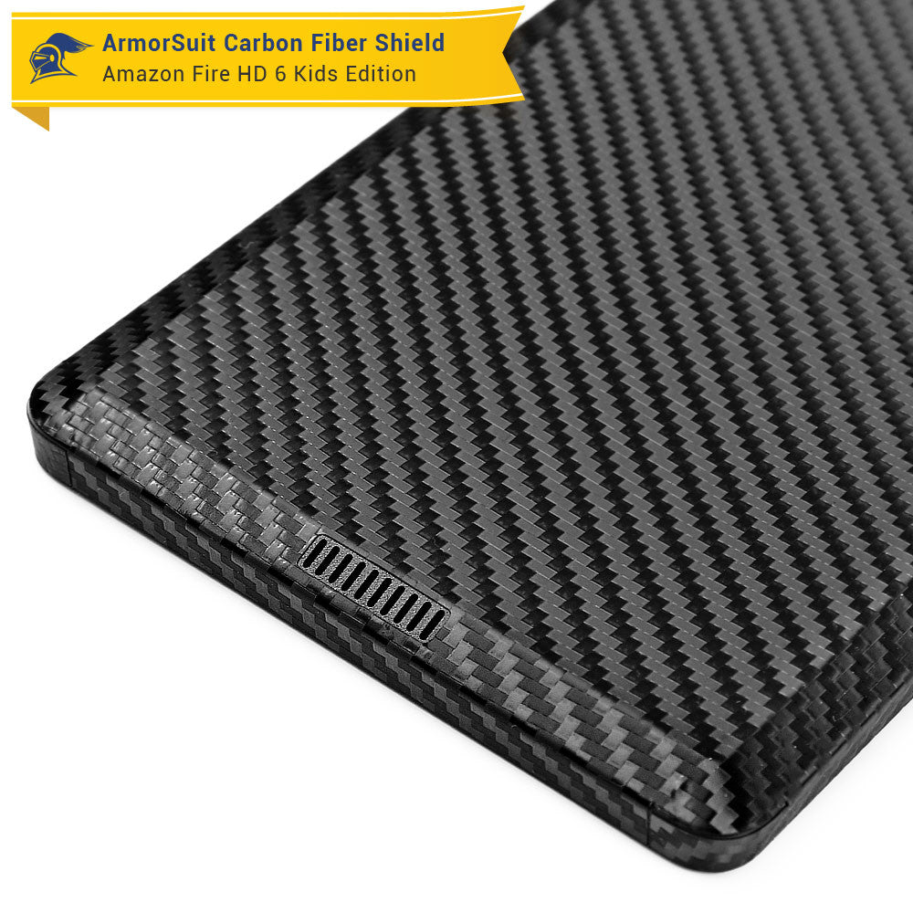 Amazon Fire HD 6 Kids Edition Screen Protector + Black Carbon Fiber Skin