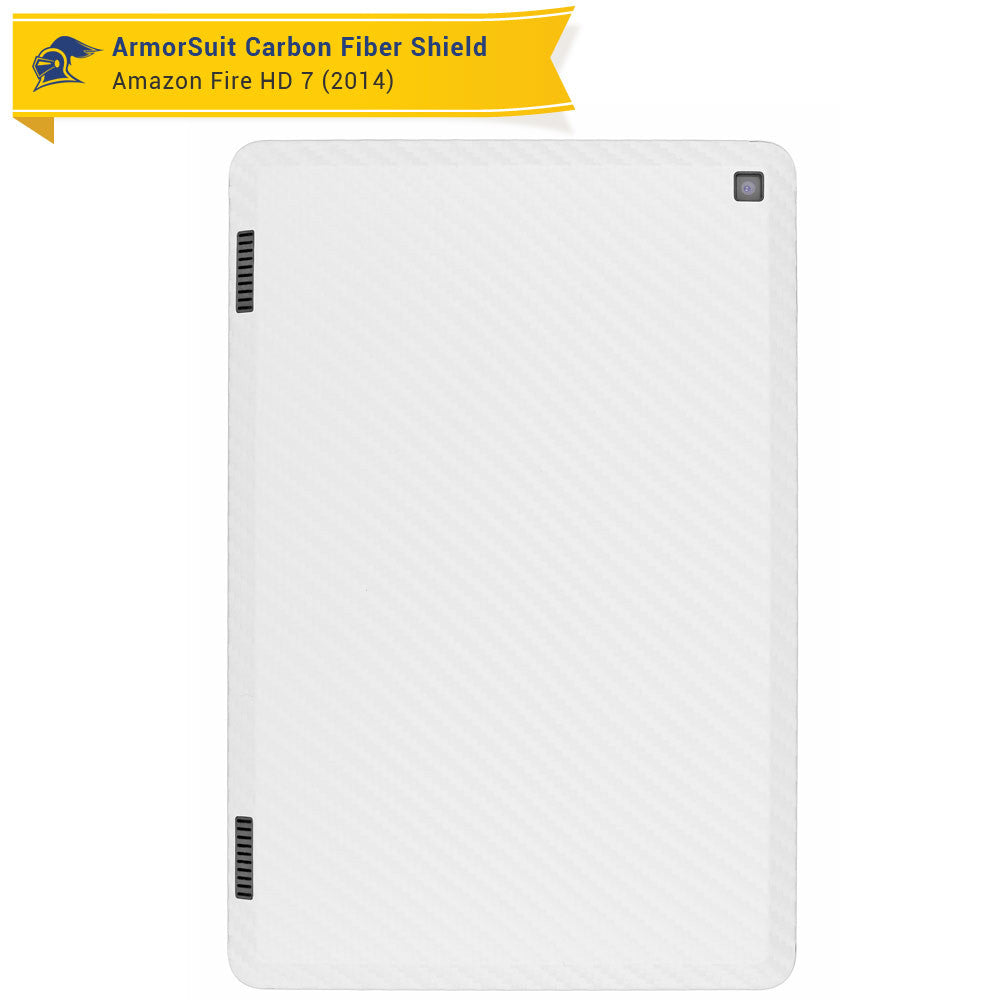 Amazon Fire HD 7 (2014 Version 4th Gen) Screen Protector + White Carbon Fiber Skin