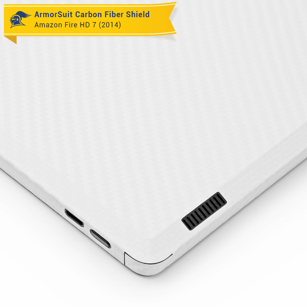 Amazon Fire HD 7 (2014 Version 4th Gen) Screen Protector + White Carbon Fiber Skin