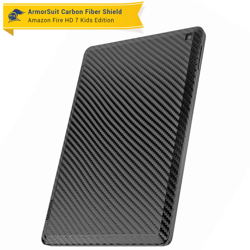 Amazon Fire HD 7 Kids Edition Screen Protector + Black Carbon Fiber Skin