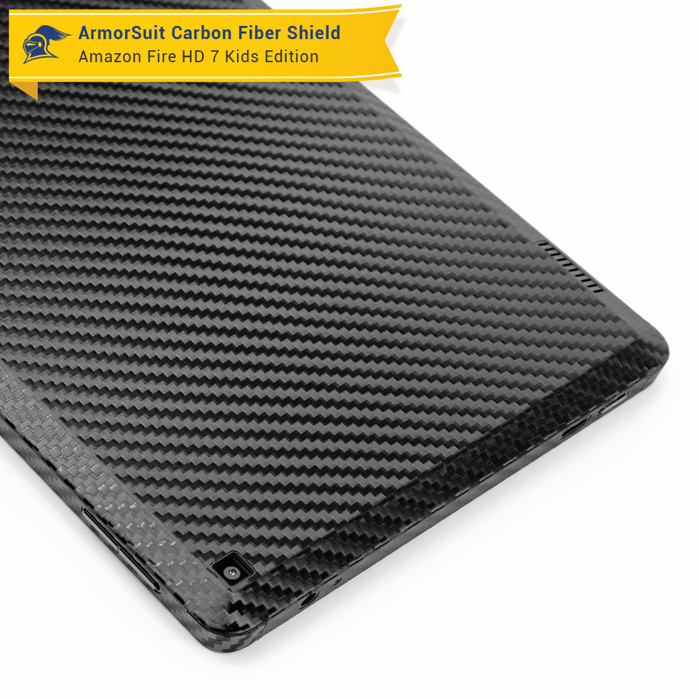 Amazon Fire HD 7 Kids Edition Screen Protector + Black Carbon Fiber Skin