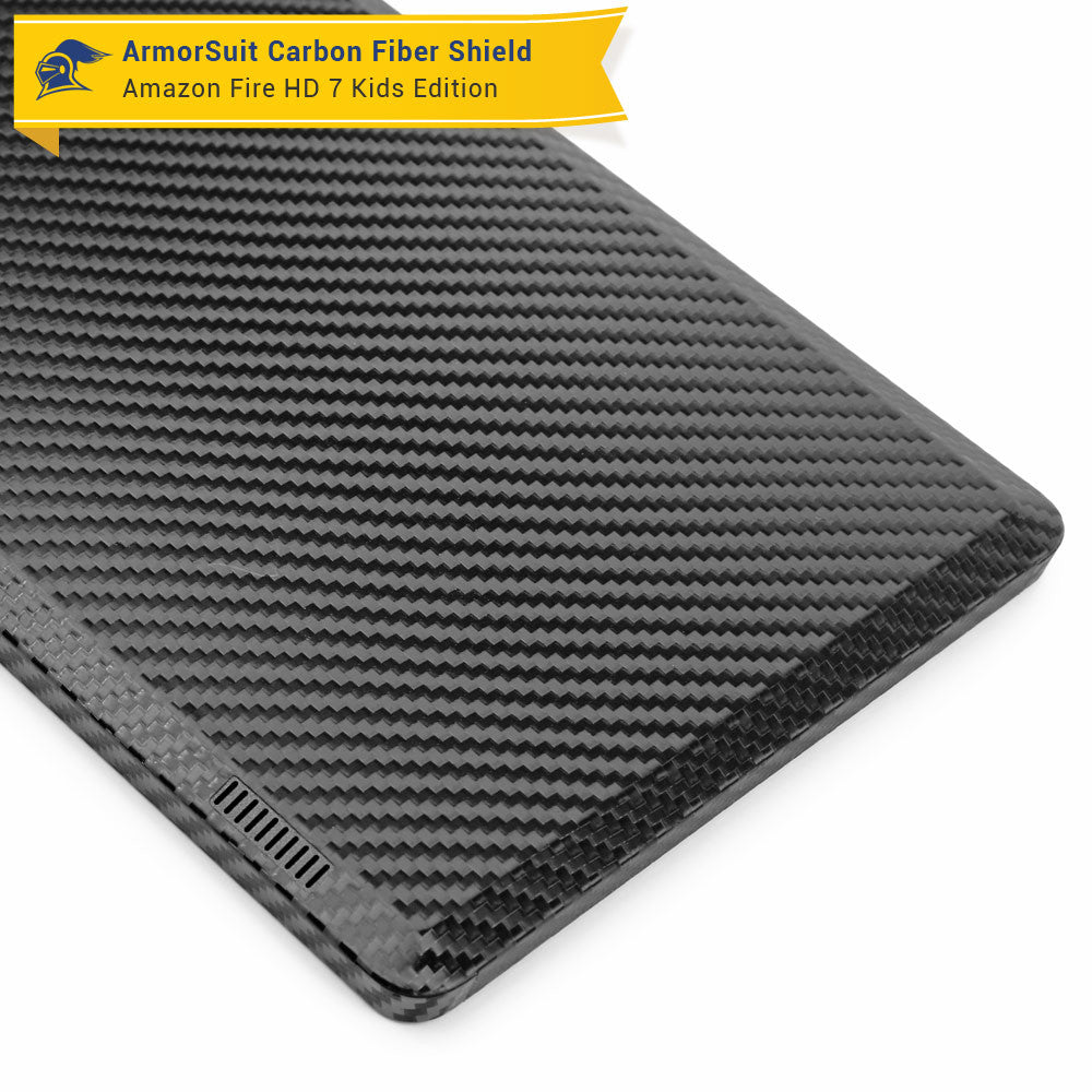 Amazon Fire HD 7 Kids Edition Screen Protector + Black Carbon Fiber Skin