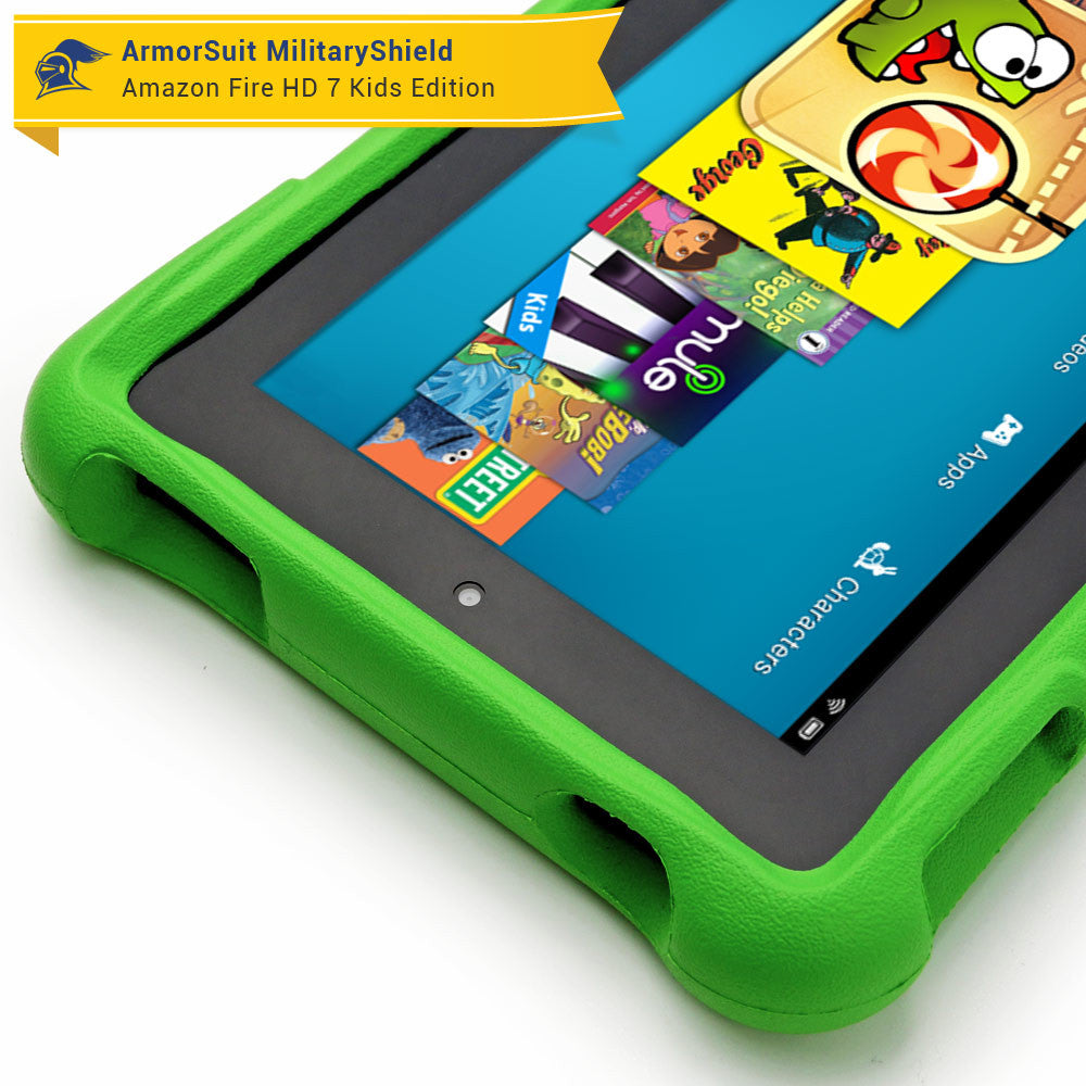 Amazon Fire HD 7 Kids Edition Screen Protector + Black Carbon Fiber Skin