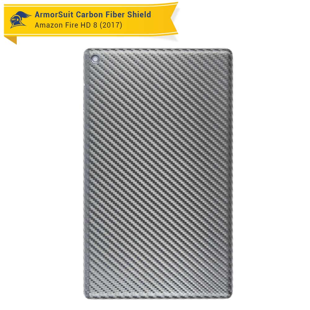 Amazon Fire HD 8 Screen Protector (7th Gen - 2017 Release) + Black Carbon Fiber Skin