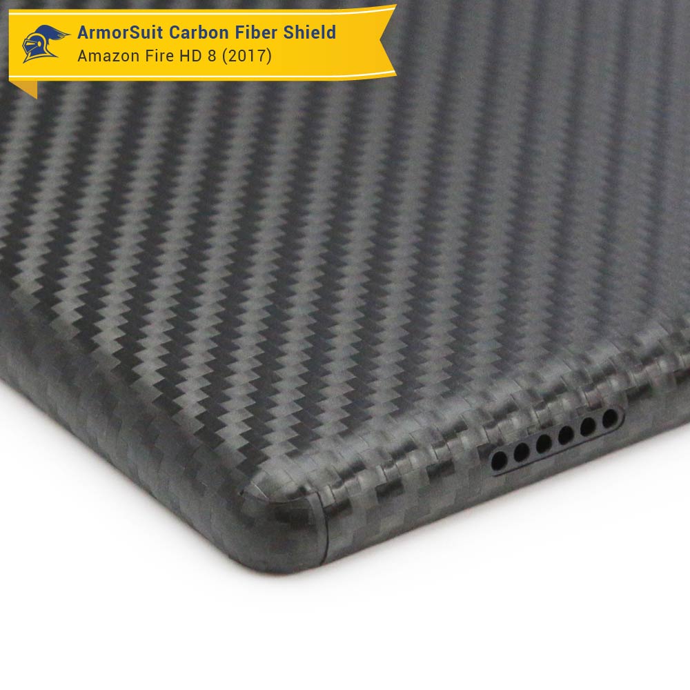 Amazon Fire HD 8 Screen Protector (7th Gen - 2017 Release) + Black Carbon Fiber Skin