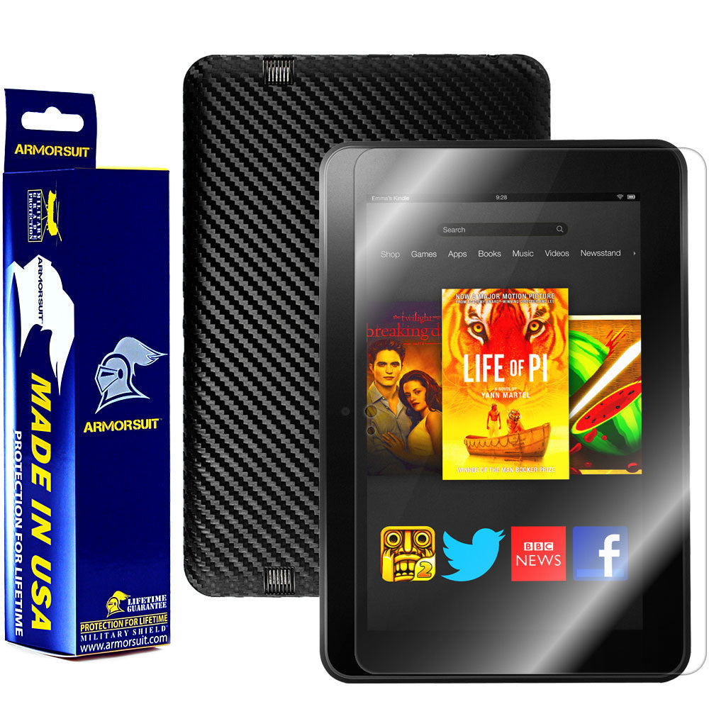 Amazon Kindle Fire HD 8.9 Inch Screen Protector + Black Carbon Fiber Skin