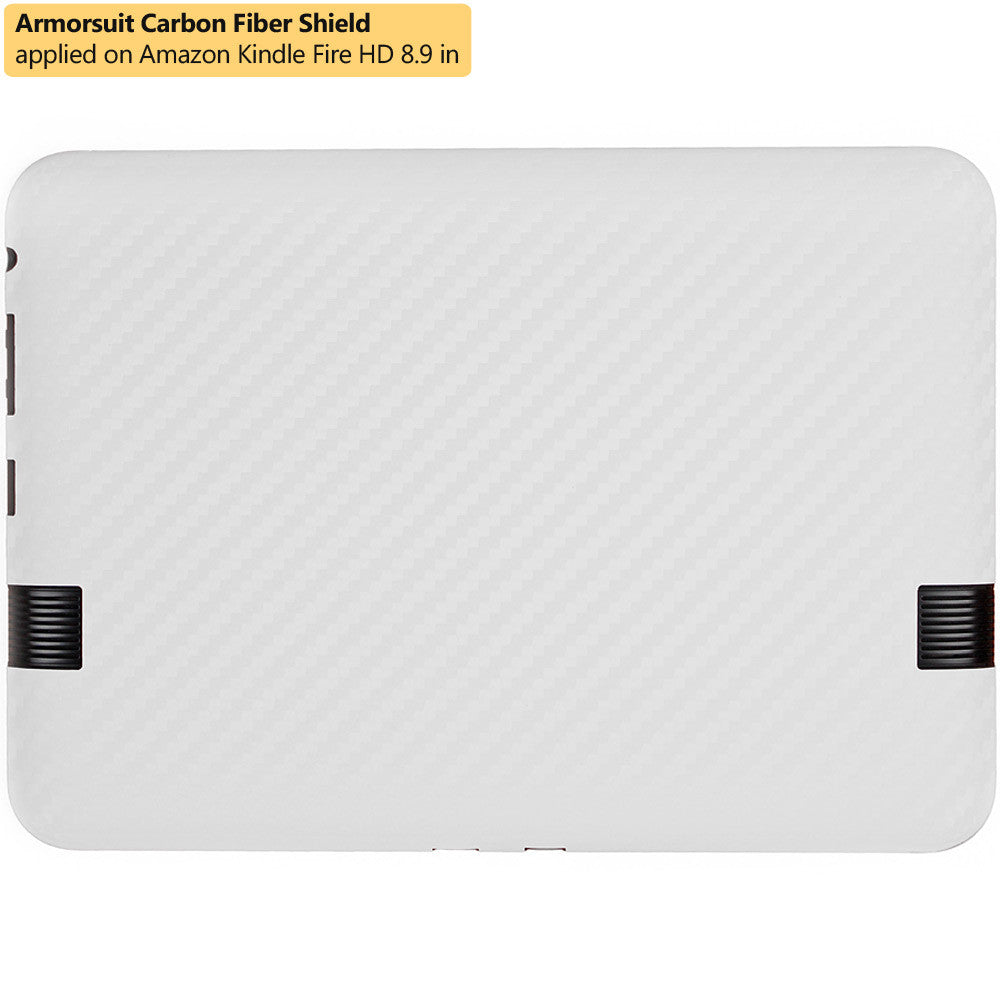Amazon Kindle Fire HD 8.9 Inch Screen Protector + White Carbon Fiber Skin
