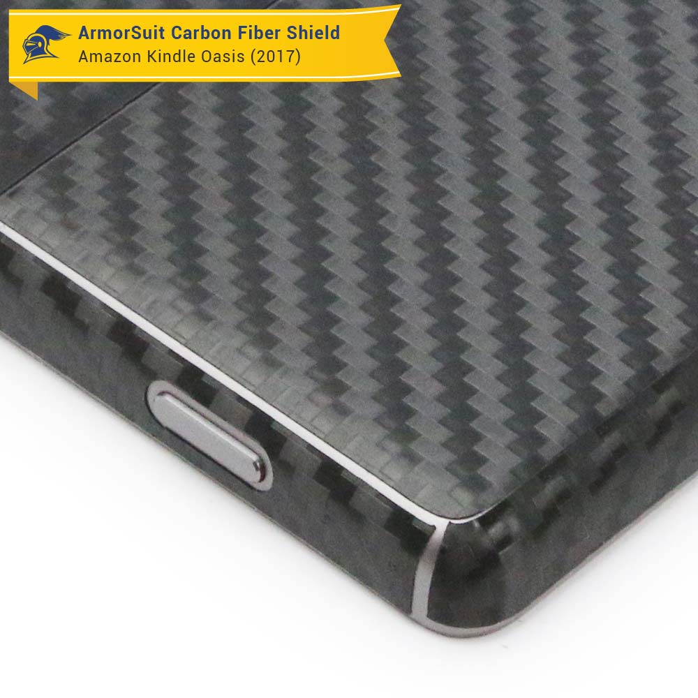 Amazon Kindle Oasis 2017 & 2019 Screen Protector + Black Carbon Fiber Skin
