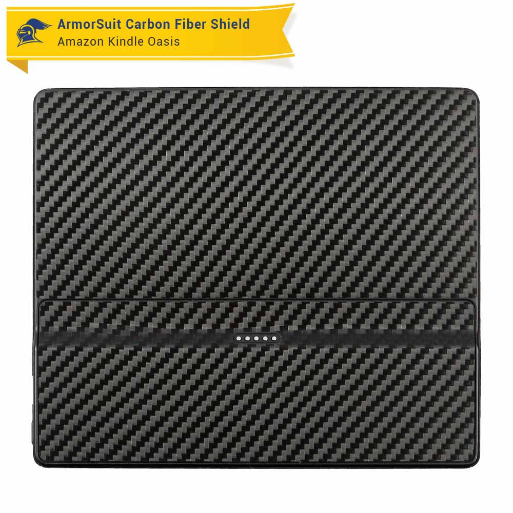 Amazon (First Generation) Kindle Oasis Screen Protector + Black Carbon Fiber Skin